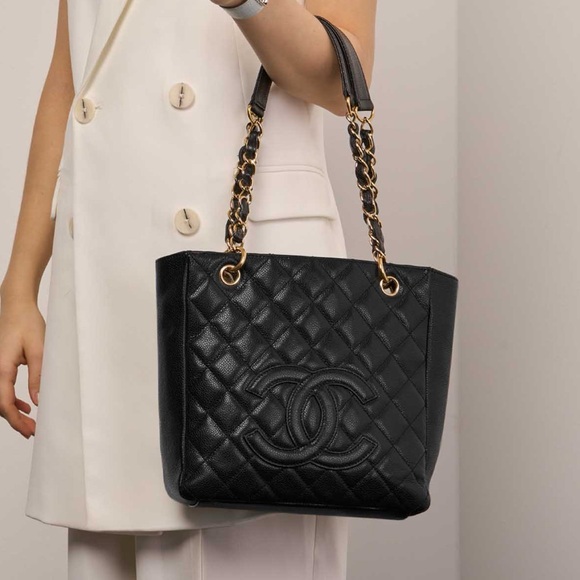CHANEL Black Petite Shopping Tote - Picture 1 of 17